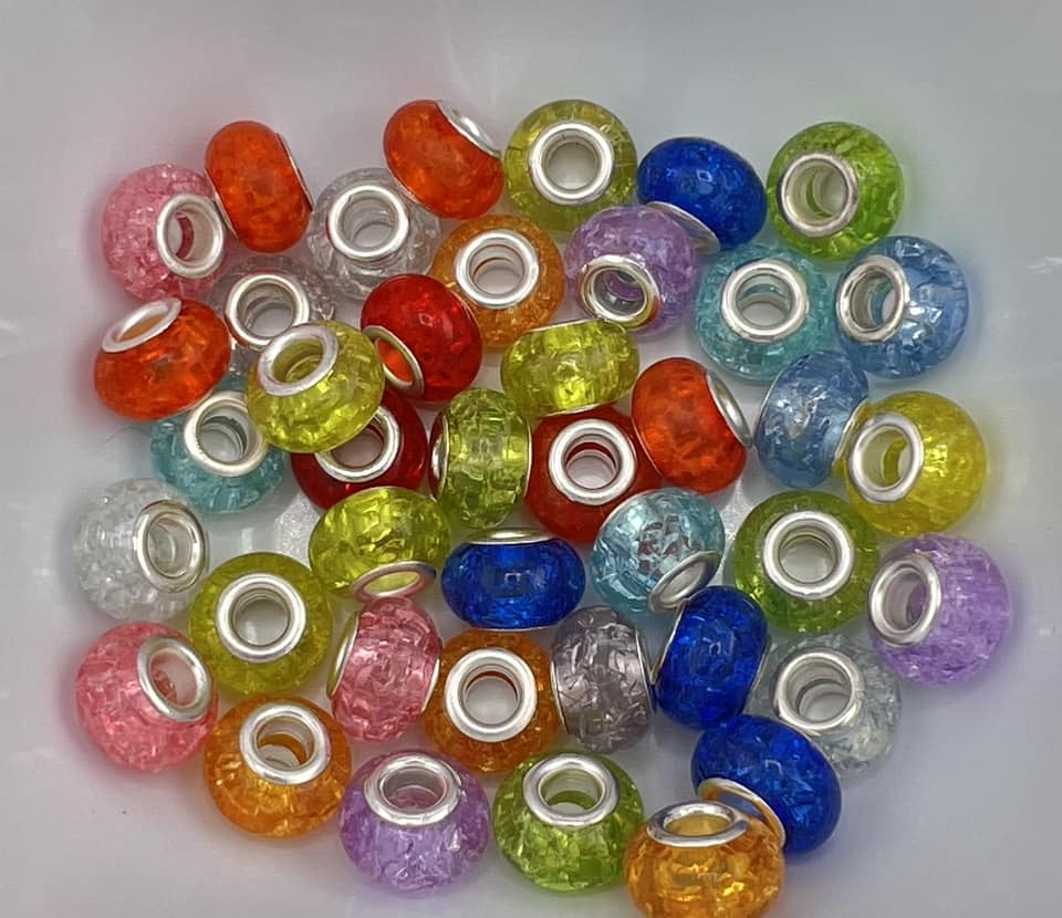 Big Hole Crackle Spacer Beads