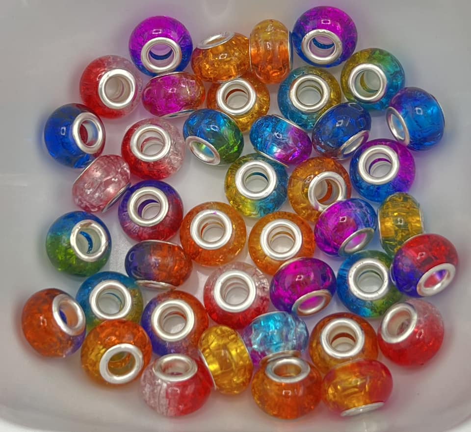 Big Hole Crackle Ombre Spacer Beads