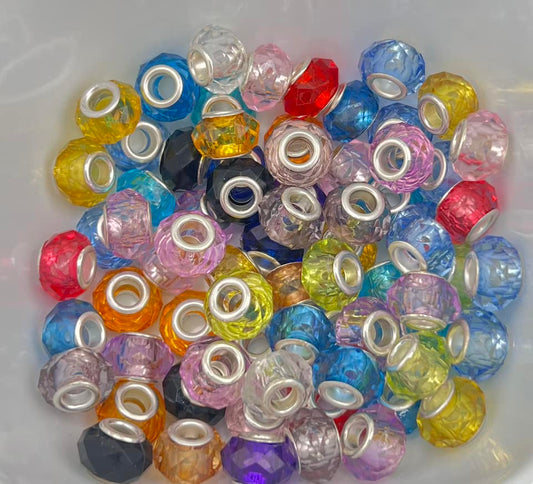 Faceted Big Hole Spacer Beads