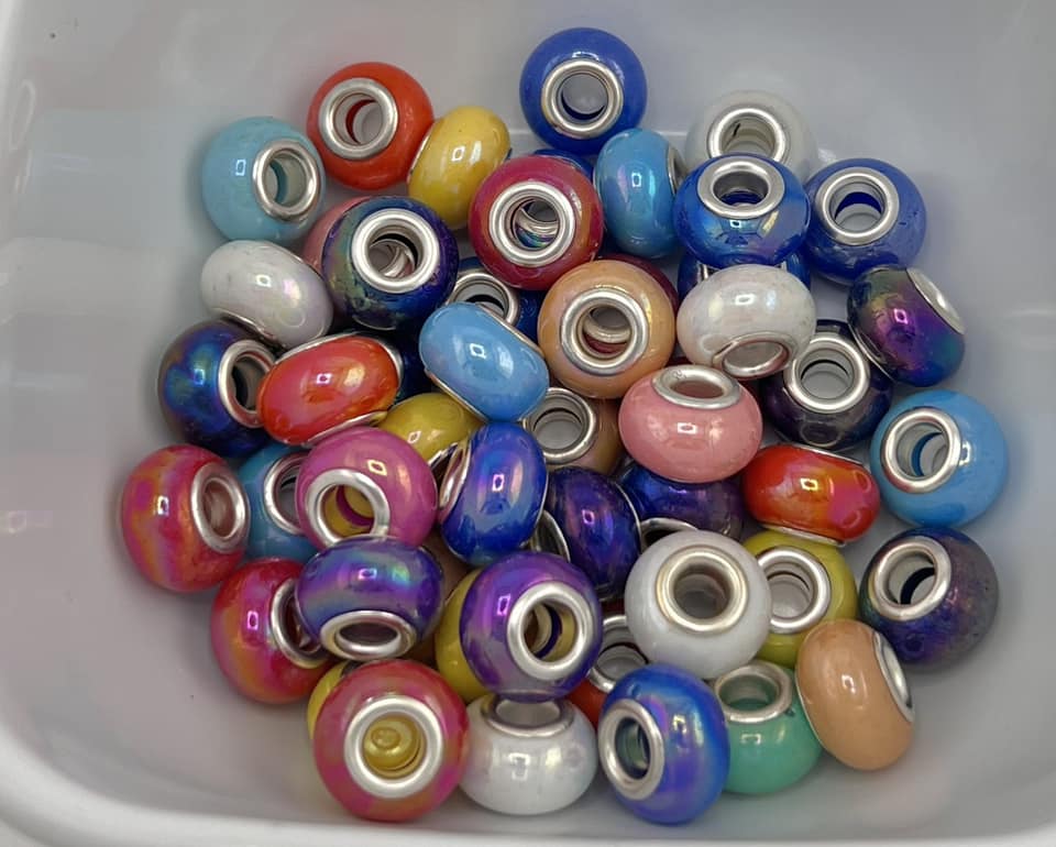 Big Hole Iridescent Spacer Beads