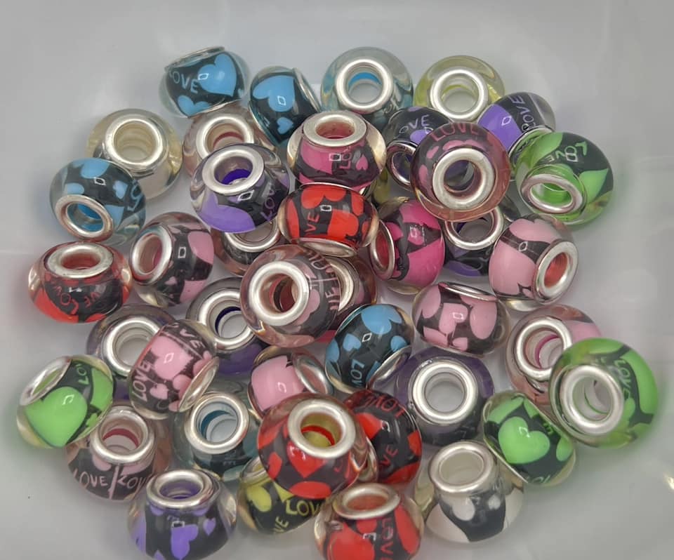 Big Hole Love Hearts Spacer Beads