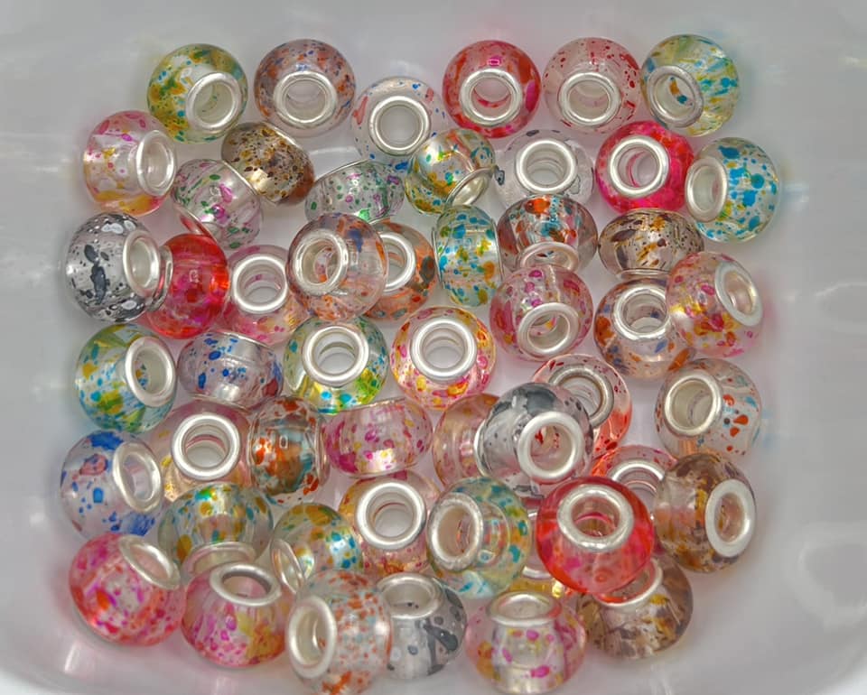 Big Hole Splattered Spacer Beads