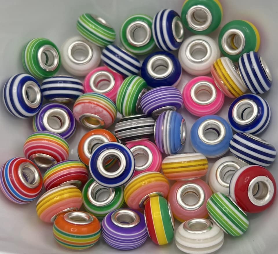 Big Hole Striped Spacer Beads