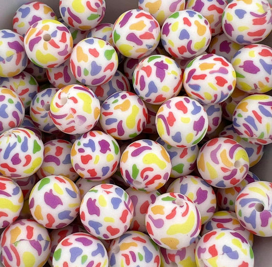 Bag of 30 15MM Colorful Cow Print beads