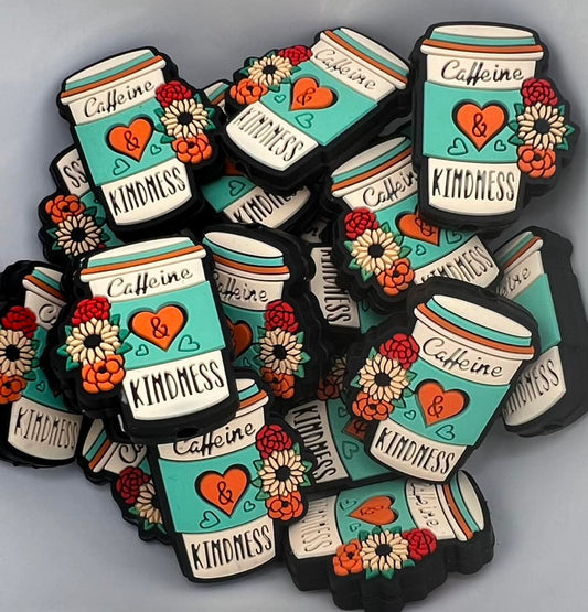 Caffeine and Kindness floral To go cup focal