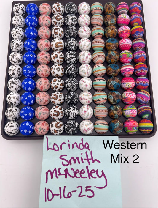 Set of 100 15mm Silicone Western Mix 2 Print Bead set
