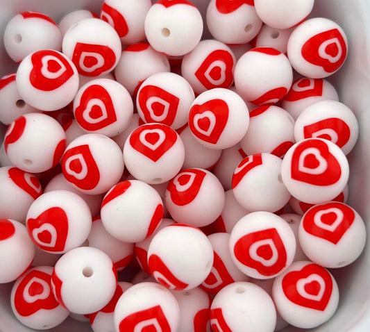 15MM Hearts on White