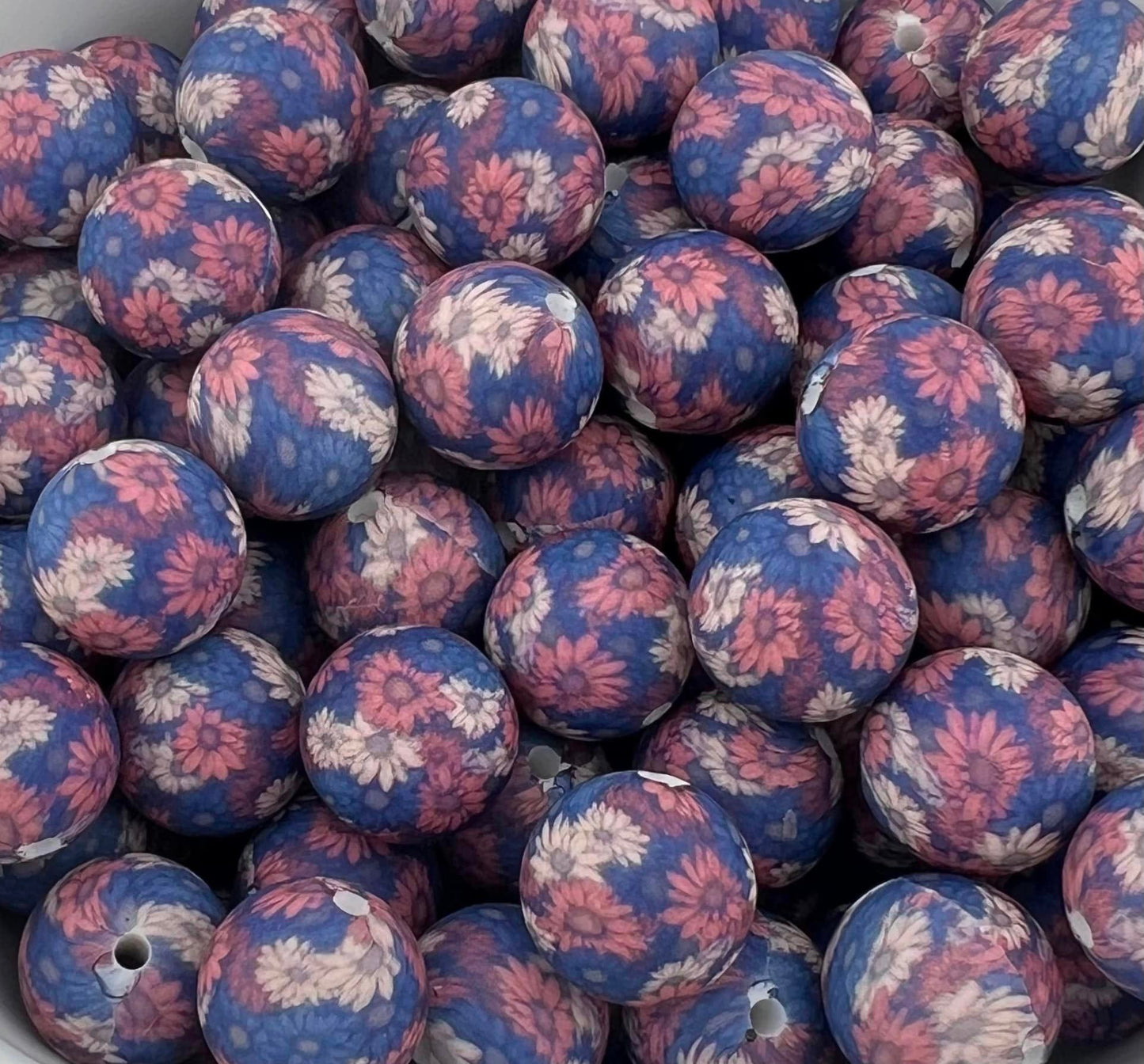 pack of 100 15MM Midnight Floral beads