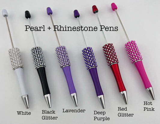 Beadable Rhinestone Pearl Pens (11 color Options)