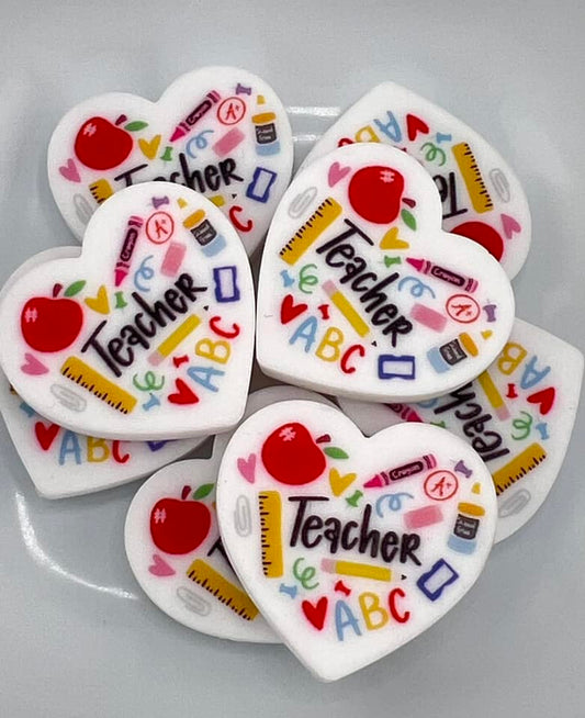 Teacher Heart with School Supplies Focal