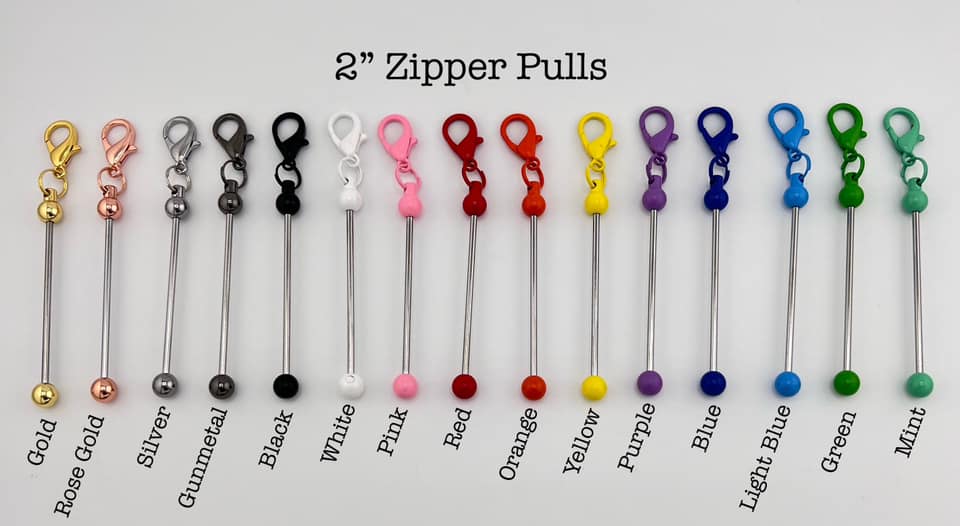 2" Zipper pulls with Lobster Clasp (15 Color Options)