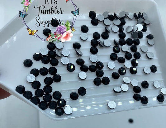 JET BLACK GLASS RHINESTONES