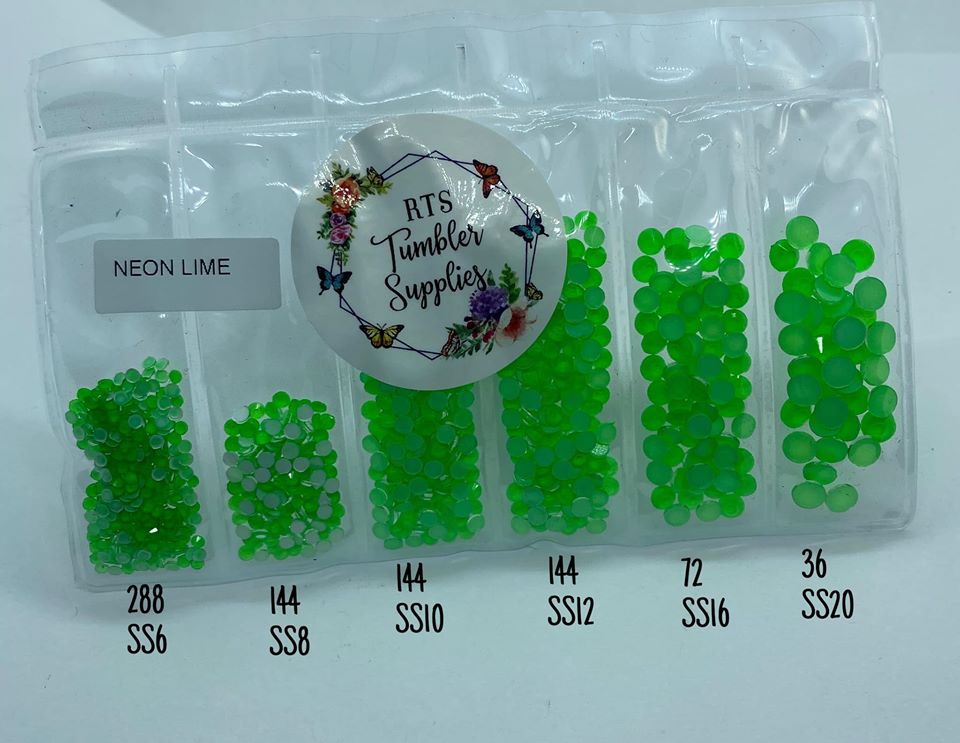 NEON GREEN GLASS RHINESTONES