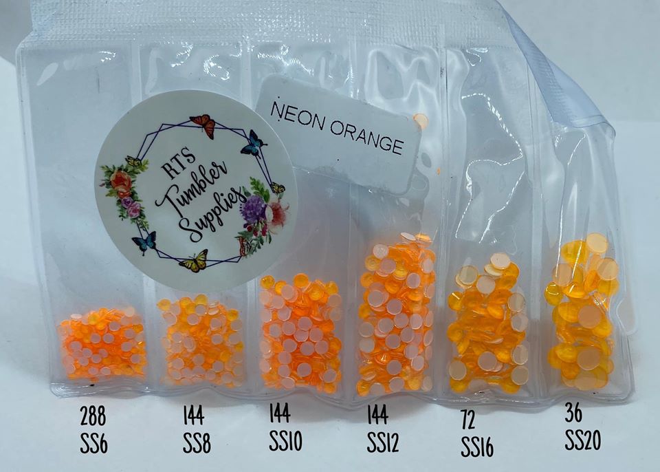 NEON ORANGE GLASS RHINESTONES