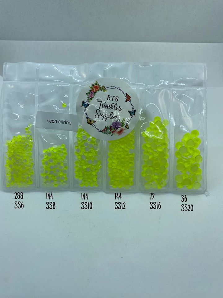 NEON YELLOW GLASS RHINESTONES