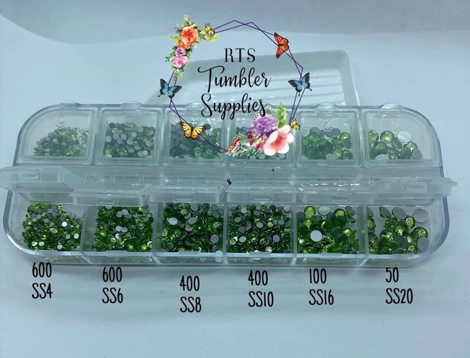 LIGHT PERIDOT GLASS RHINESTONES