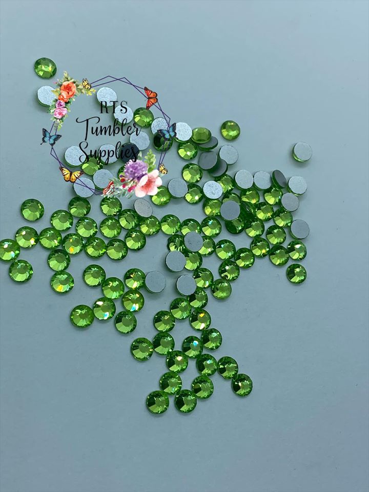 LIGHT PERIDOT GLASS RHINESTONES
