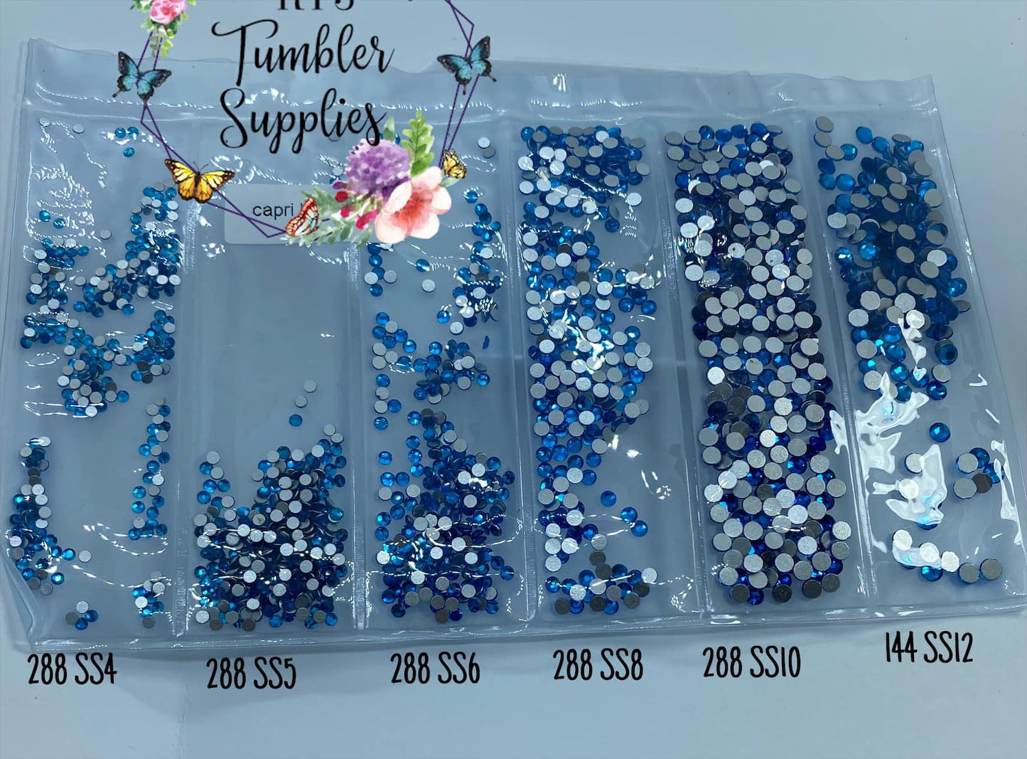 CAPRI BLUE GLASS RHINESTONES