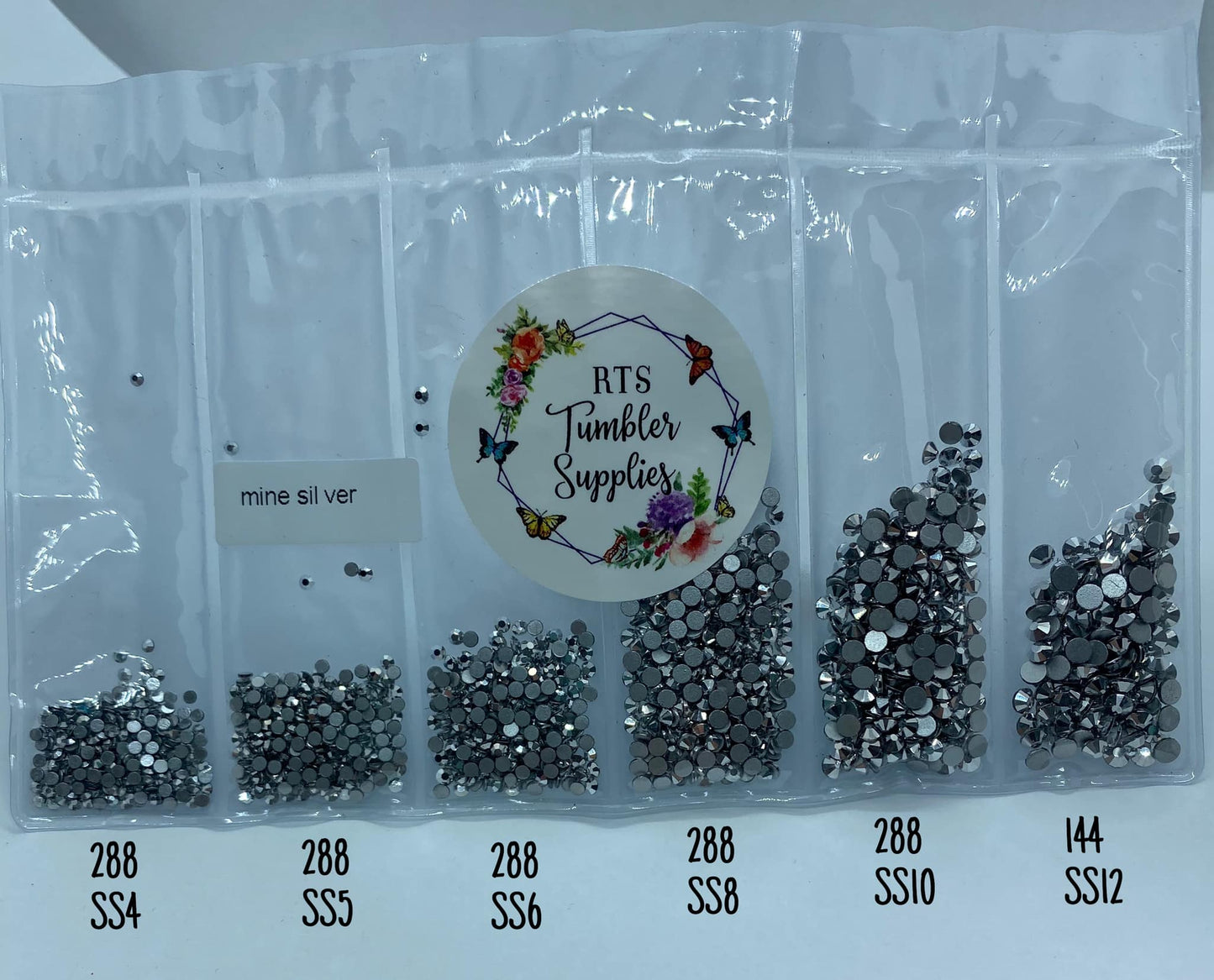 SILVER GLASS RHINESTONES