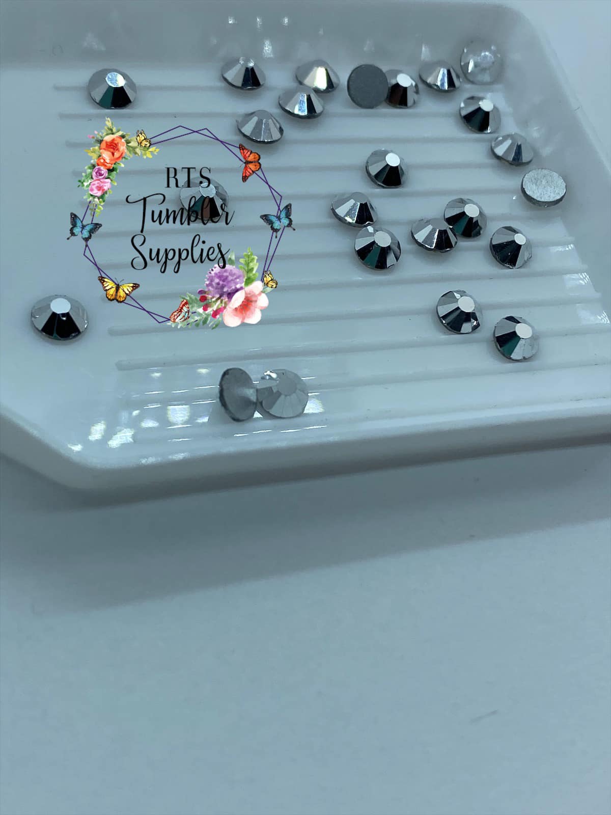 SILVER GLASS RHINESTONES