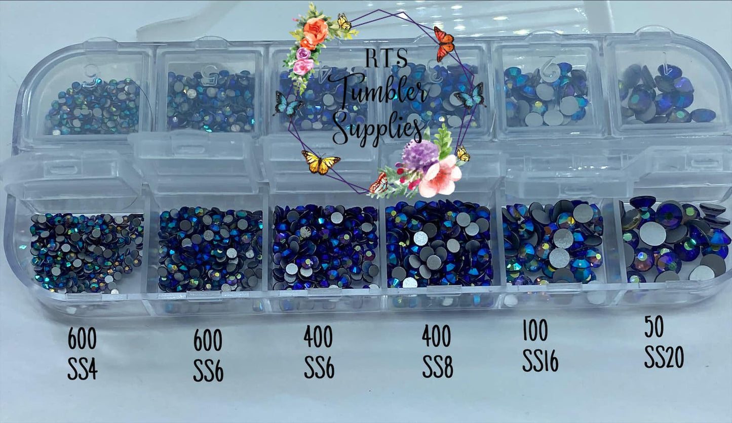 TANZANITE AB GLASS RHINESTONES