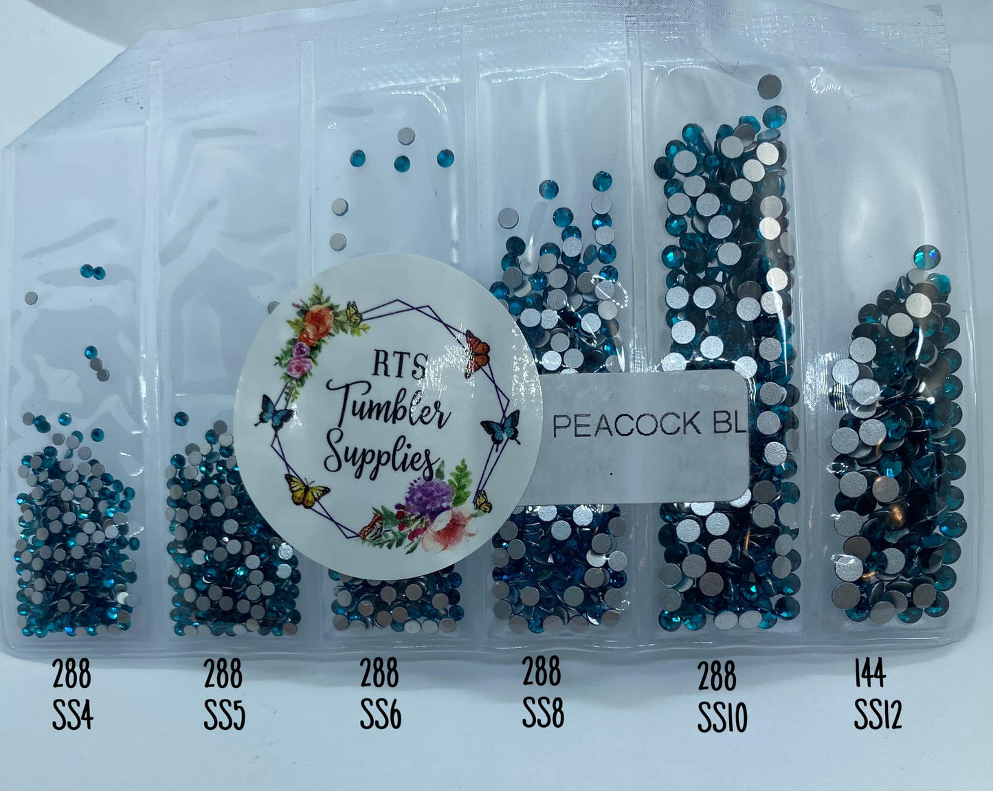 PEACOCK BLUE GLASS RHINESTONES