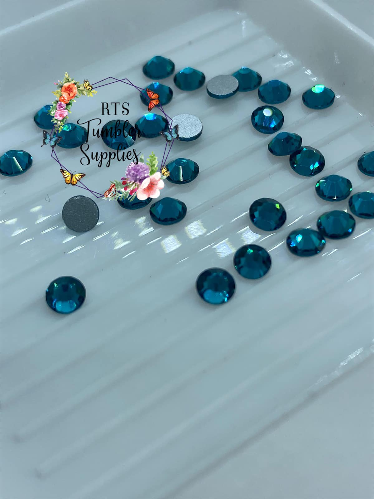 PEACOCK BLUE GLASS RHINESTONES