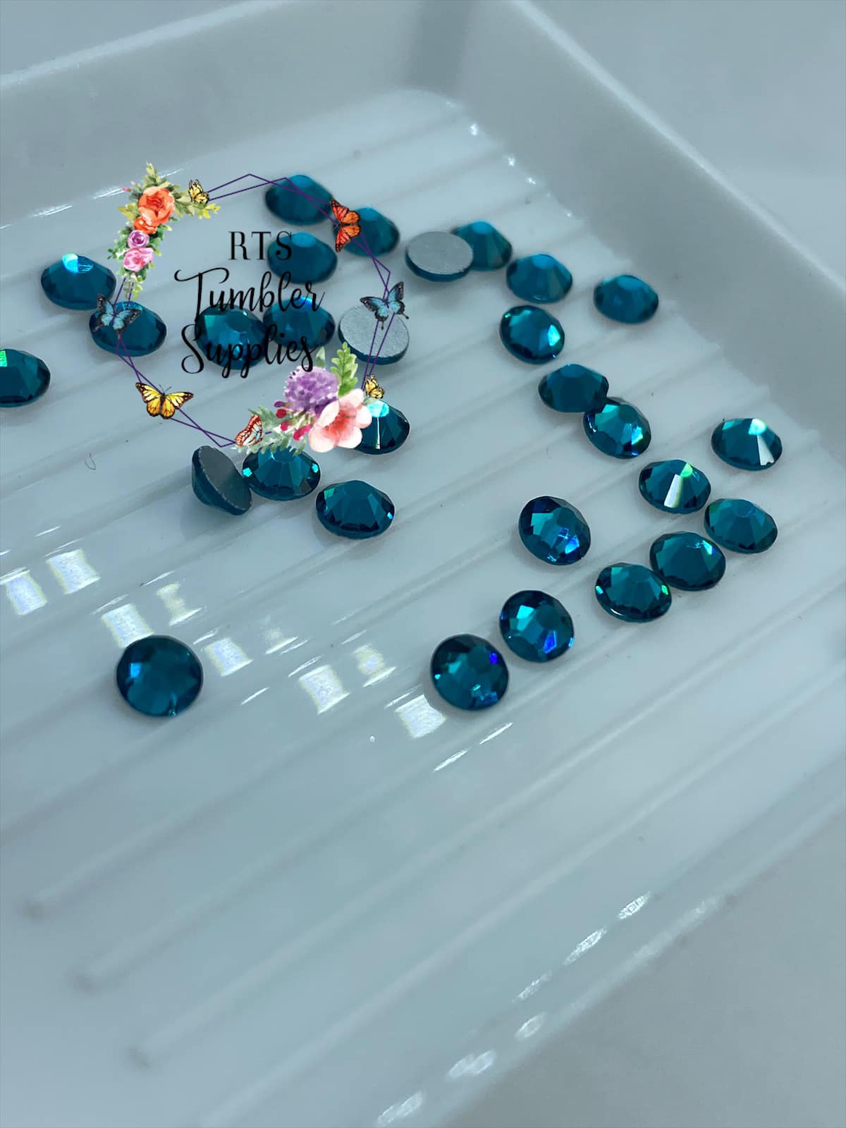 PEACOCK BLUE GLASS RHINESTONES