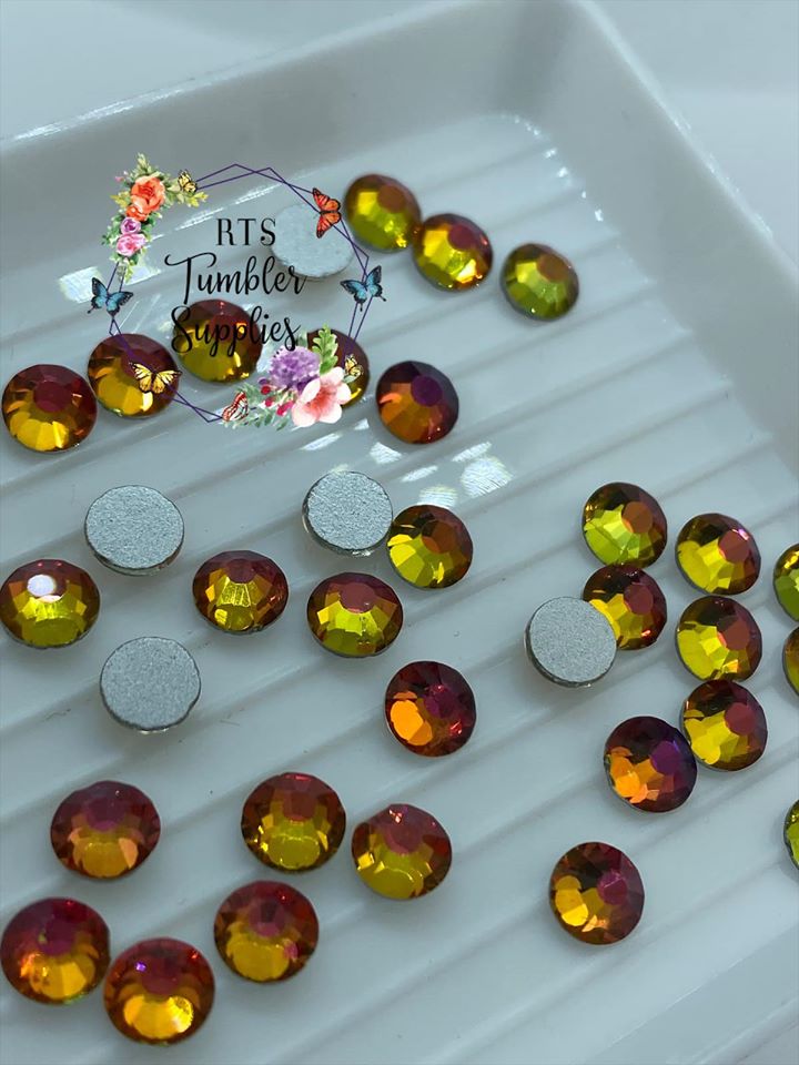 RED VOLCANO (RED CHAMELEON/FLARE) GLASS RHINESTONES