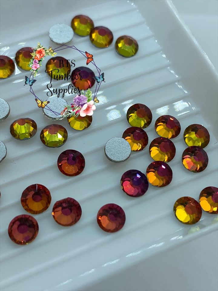 RED VOLCANO (RED CHAMELEON/FLARE) GLASS RHINESTONES