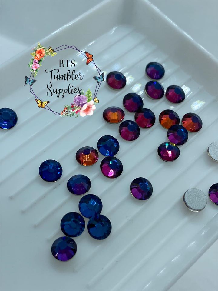BLUE VOLCANO (BLUE CHAMELEON/FLARE) GLASS RHINESTONES