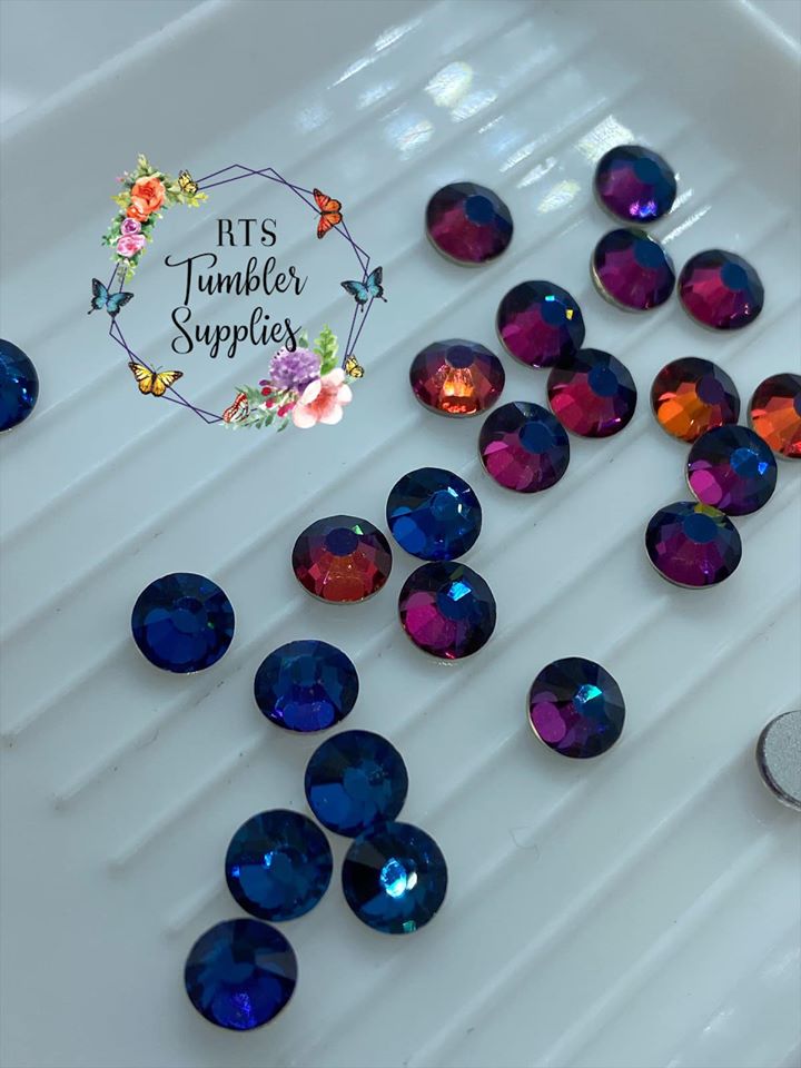 BLUE VOLCANO (BLUE CHAMELEON/FLARE) GLASS RHINESTONES