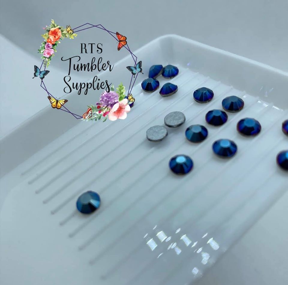 MINE BLUE GLASS RHINESTONES