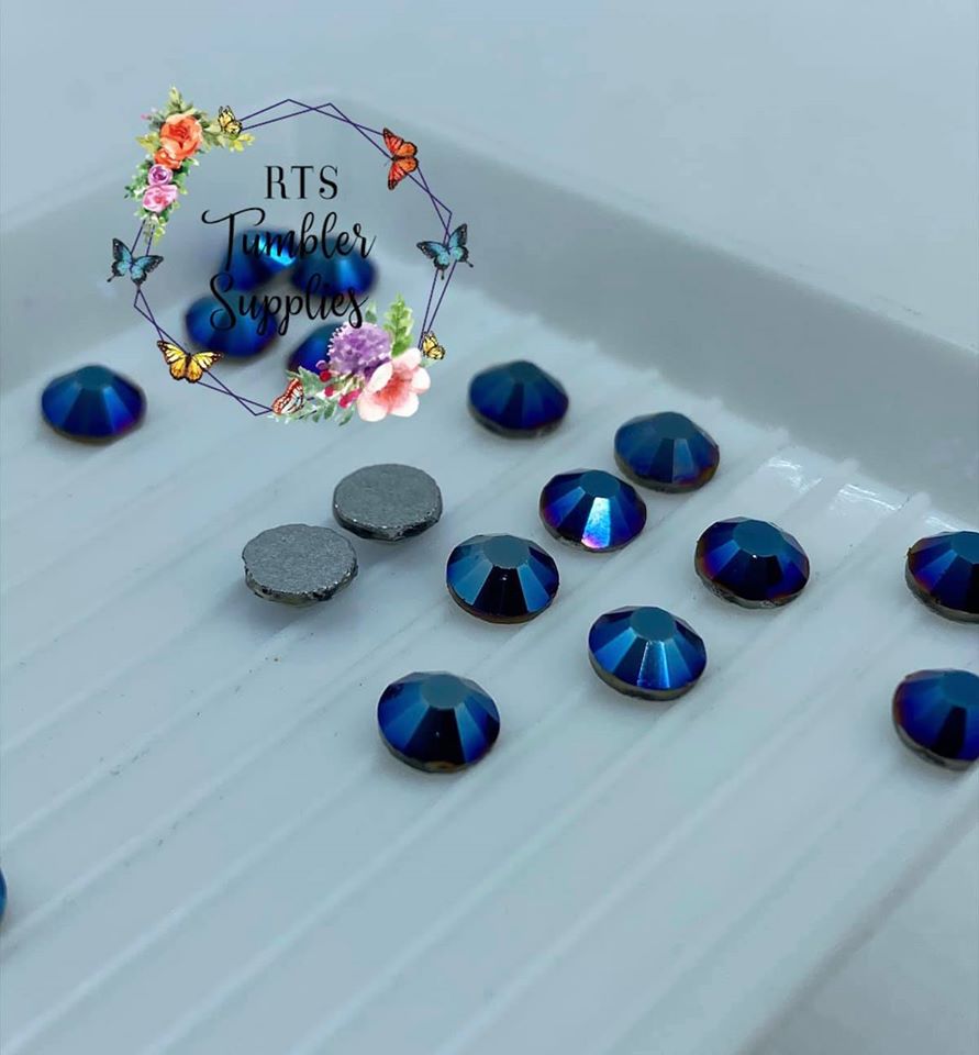 MINE BLUE GLASS RHINESTONES