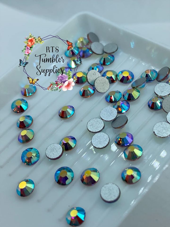 BOUTIQUE BLUE GLASS RHINESTONES