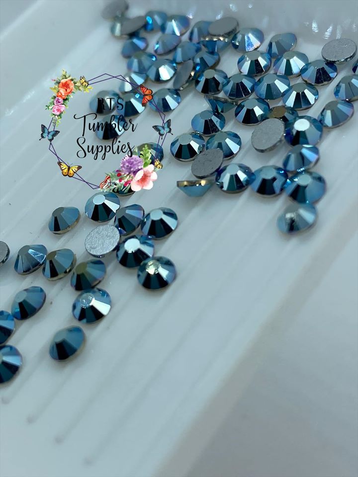 SKY BLUE METAL GLASS RHINESTONES