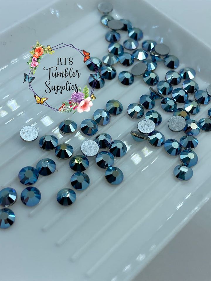 SKY BLUE METAL GLASS RHINESTONES