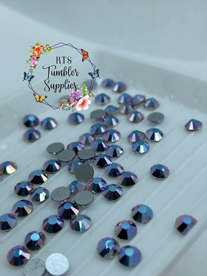 CYAN METAL GLASS RHINESTONES