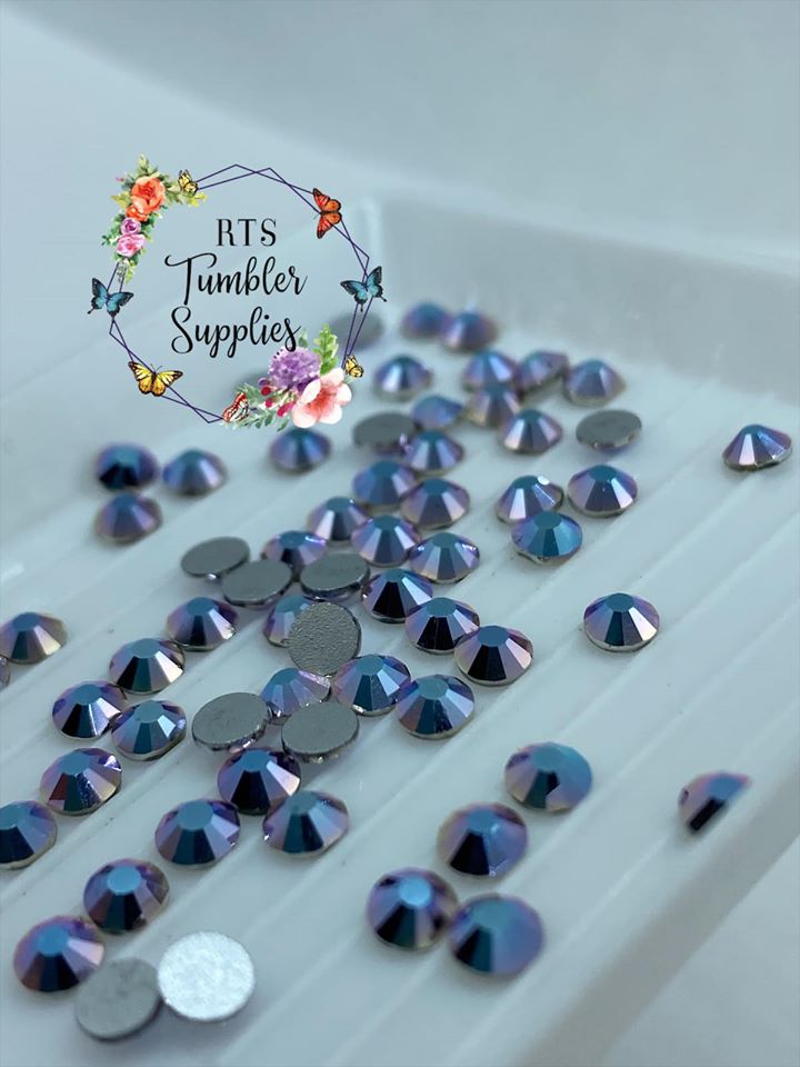 CYAN METAL GLASS RHINESTONES
