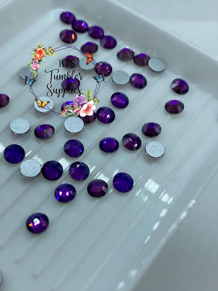 PURPLE VELVET GLASS RHINESTONES