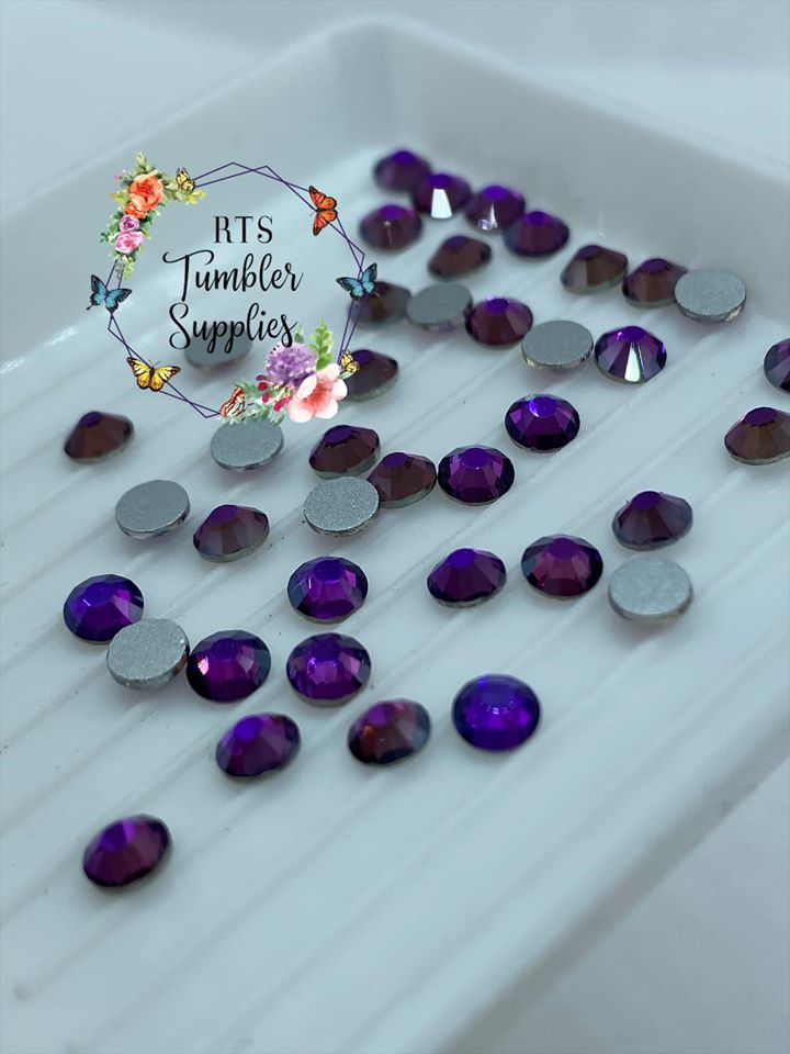 PURPLE VELVET GLASS RHINESTONES