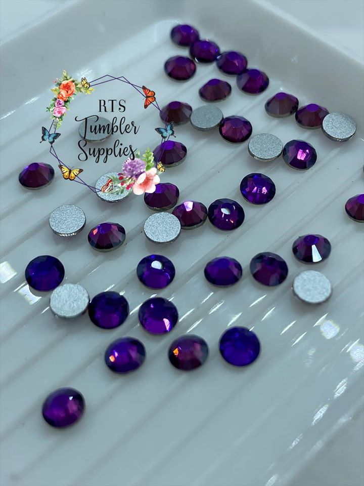 PURPLE VELVET GLASS RHINESTONES